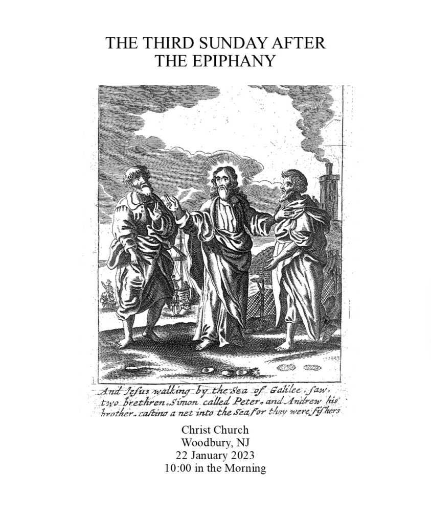 Service Sheet For The Third Sunday After The Epiphany January 22