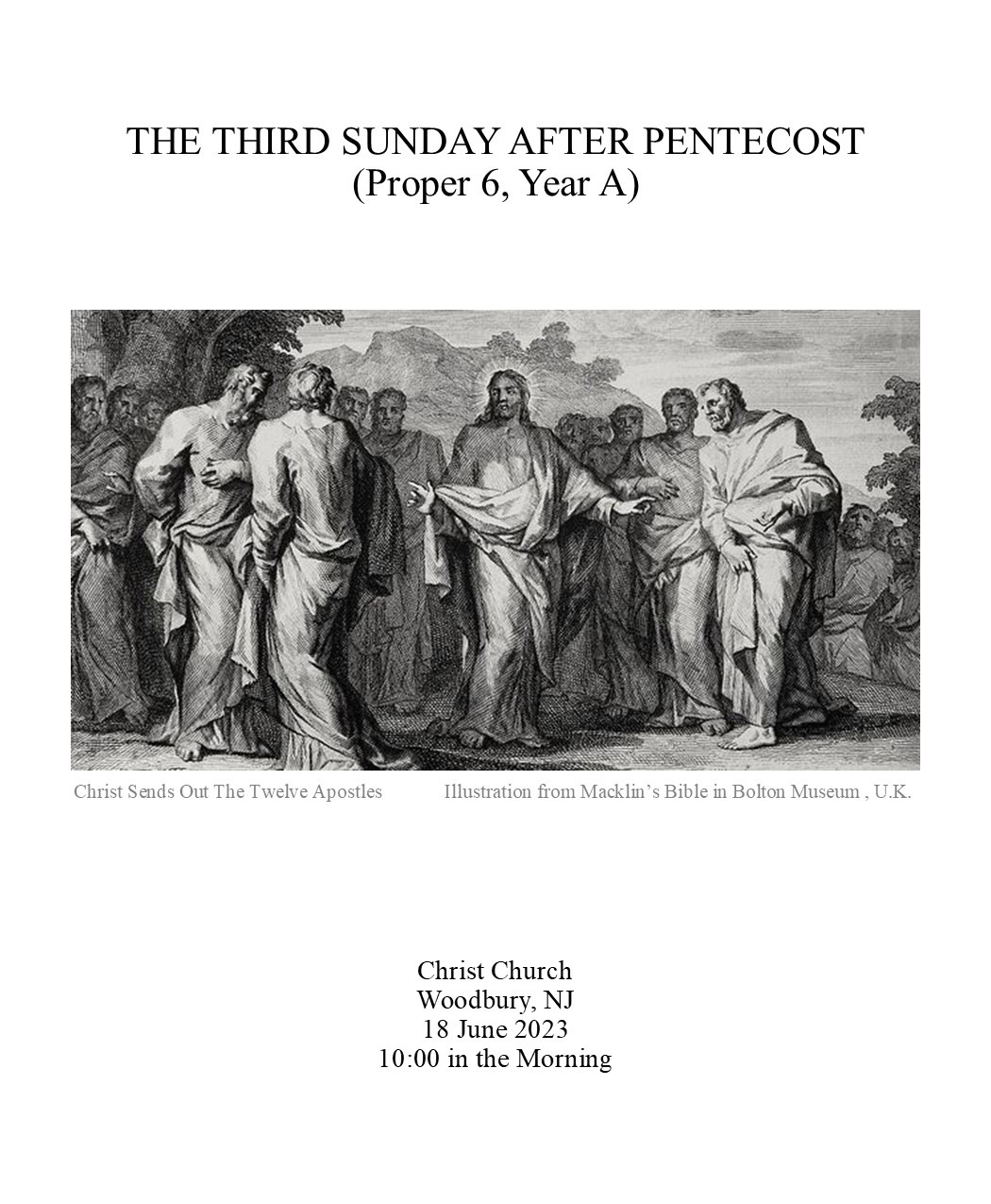 Weekly Service Sheet for the Third Sunday after Pentecost June 18